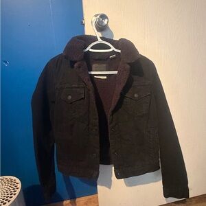 Levi's Women’s Black Denim Jacket with Sherpa Collar